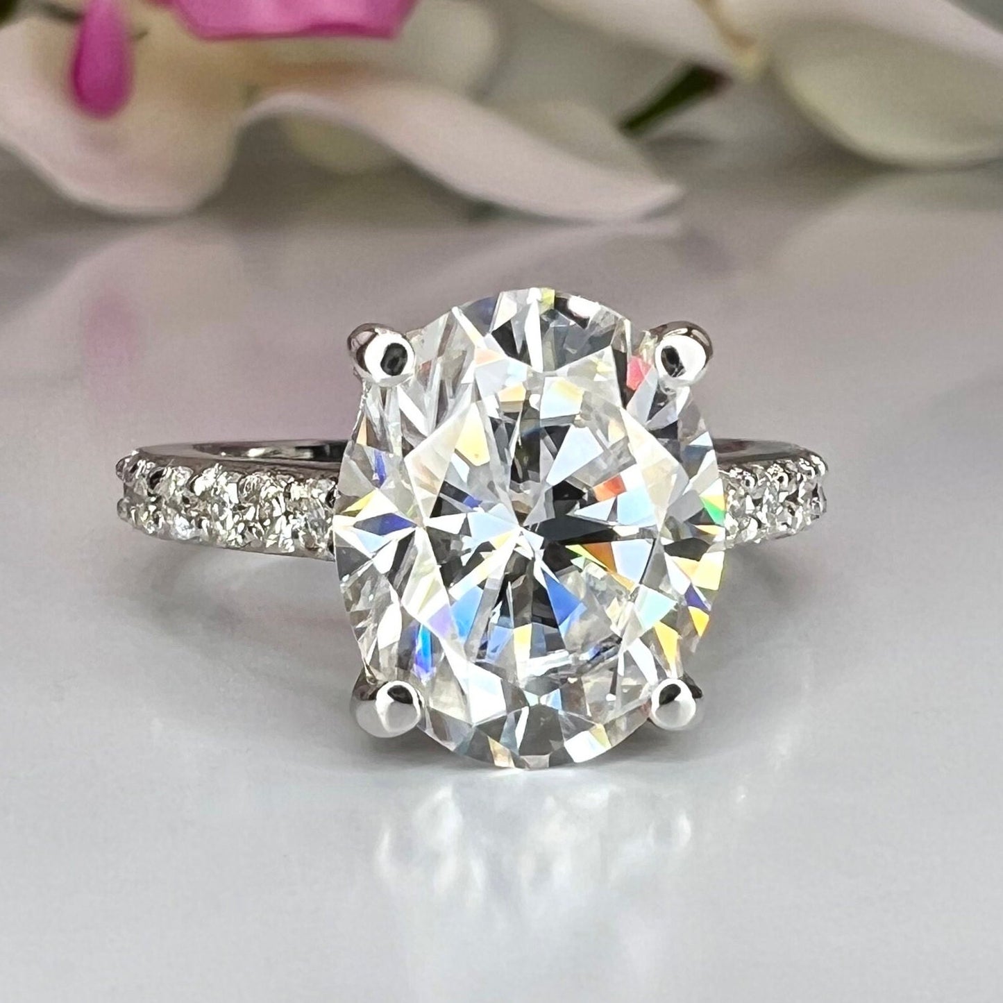 Oval Cut Moissanite Engagement Ring White Gold Simple Oval Solitaire Moissanite Wedding Ring Oval Anniversary Promise Gift For Women  #7369