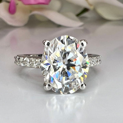 Oval Cut Moissanite Engagement Ring White Gold Simple Oval Solitaire Moissanite Wedding Ring Oval Anniversary Promise Gift For Women  #7369