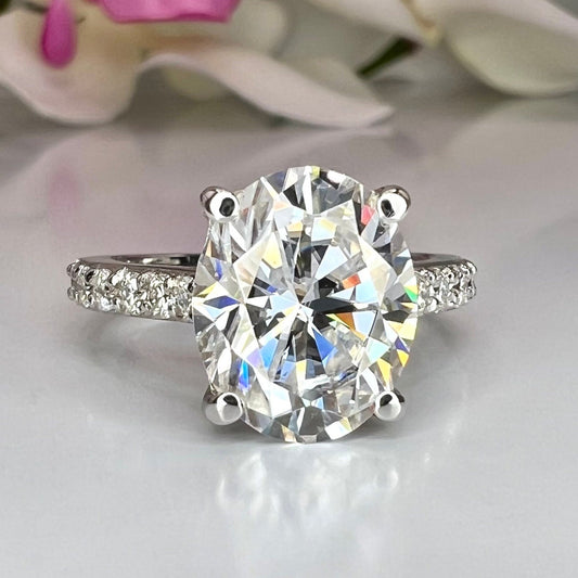 Oval Cut Moissanite Engagement Ring White Gold Simple Oval Solitaire Moissanite Wedding Ring Oval Anniversary Promise Gift For Women  #7369