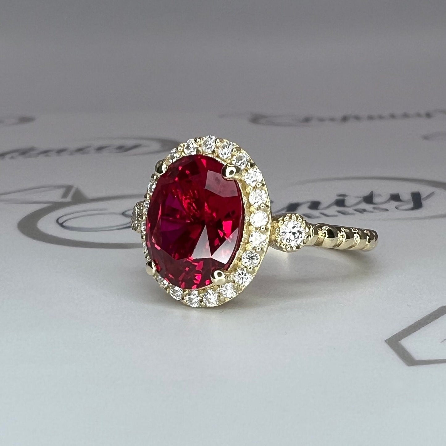 Vintage Ruby Oval Cut Engagement Ring 14K Solid Yellow Gold Unique Gold Ruby Ring With Moissanite Halo Anniversary Promise Wedding Ring 7384