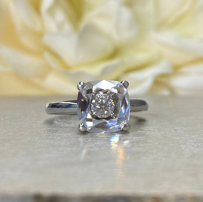 Cushion Cut Moissanite Engagement Rings 14k Solid Gold For Women, Portrait Moissanite Engagement  Rings Unique Moissanite Mothers Ring 7260