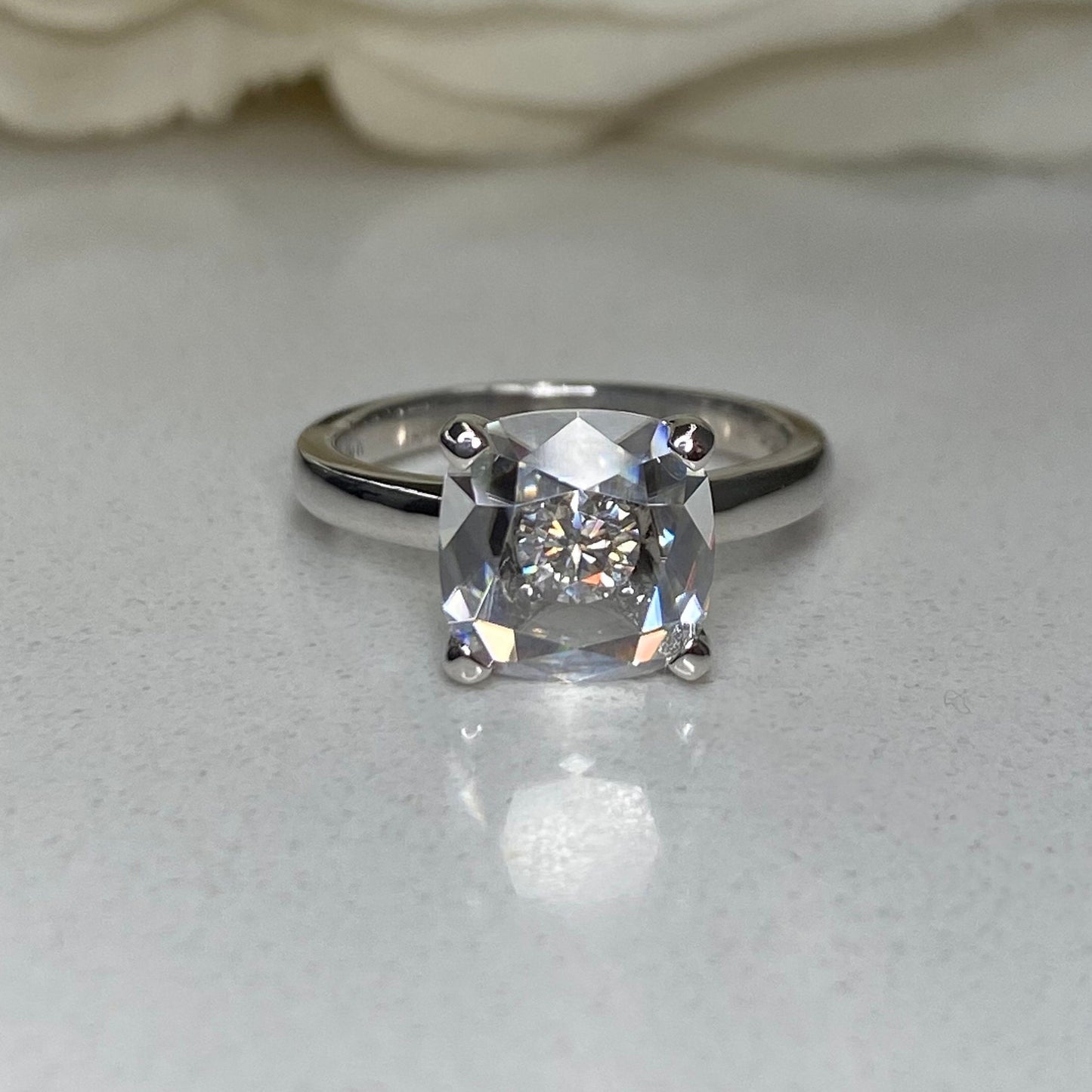 Cushion Cut Moissanite Engagement Rings 14k Solid Gold For Women, Portrait Moissanite Engagement  Rings Unique Moissanite Mothers Ring 7260