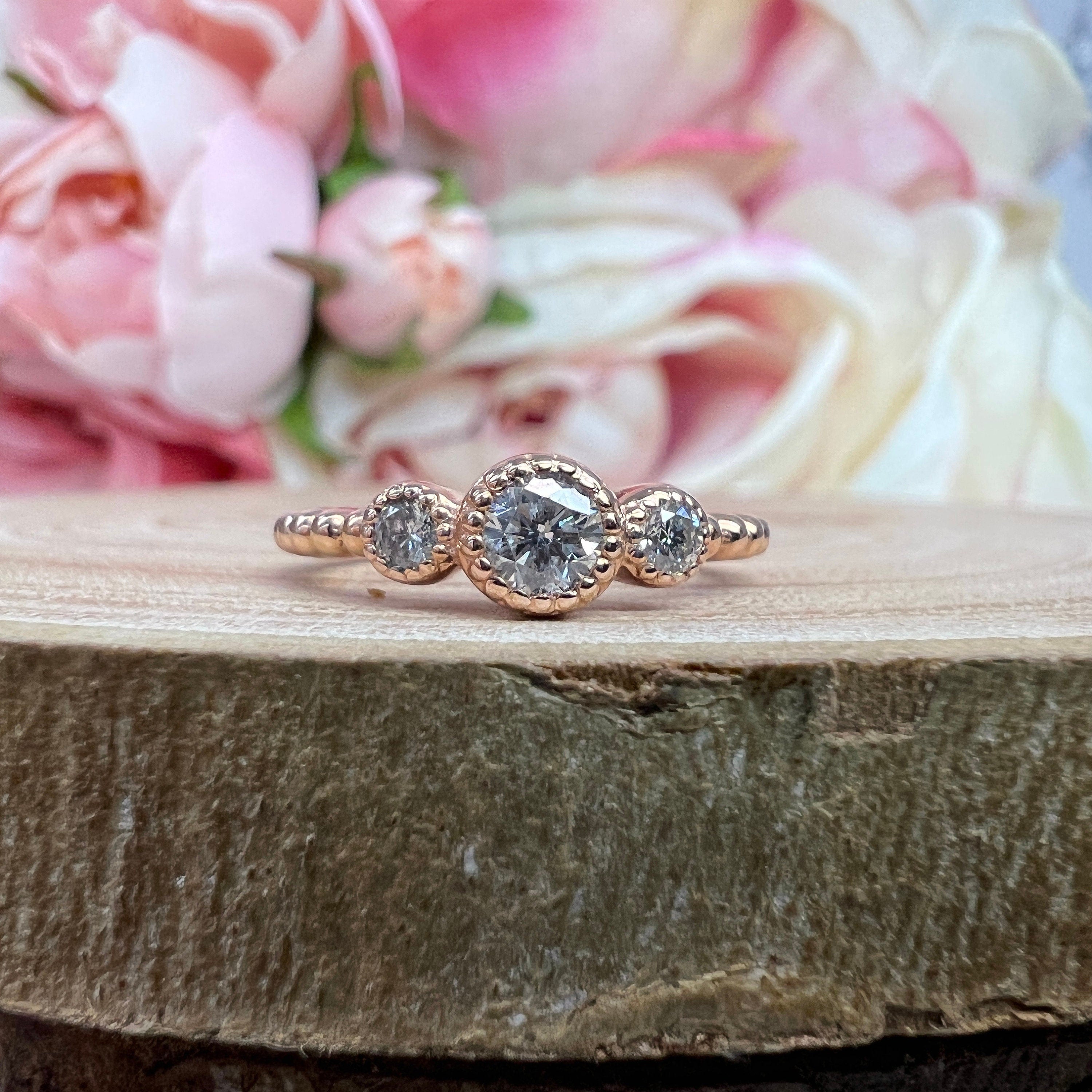 Stackable Diamond Ring 14K Stackable Diamond Wedding Ring Petite Stack