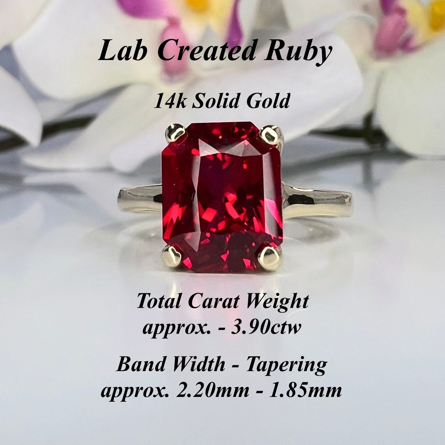 Radiant Cut Engagement Ring / Red Ruby Wedding Solitaire / 14k Yellow Gold / #6267