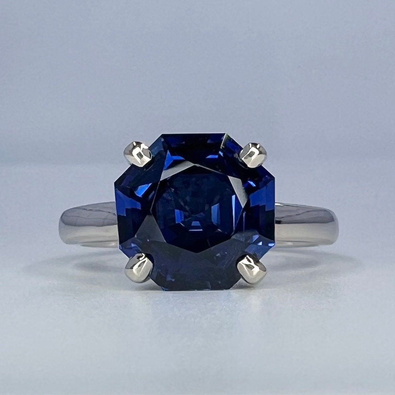 Blue sapphire solitaire engagement ring 14K solid gold, Simple solitaire wedding ring, September birthstone ring, something blue rings