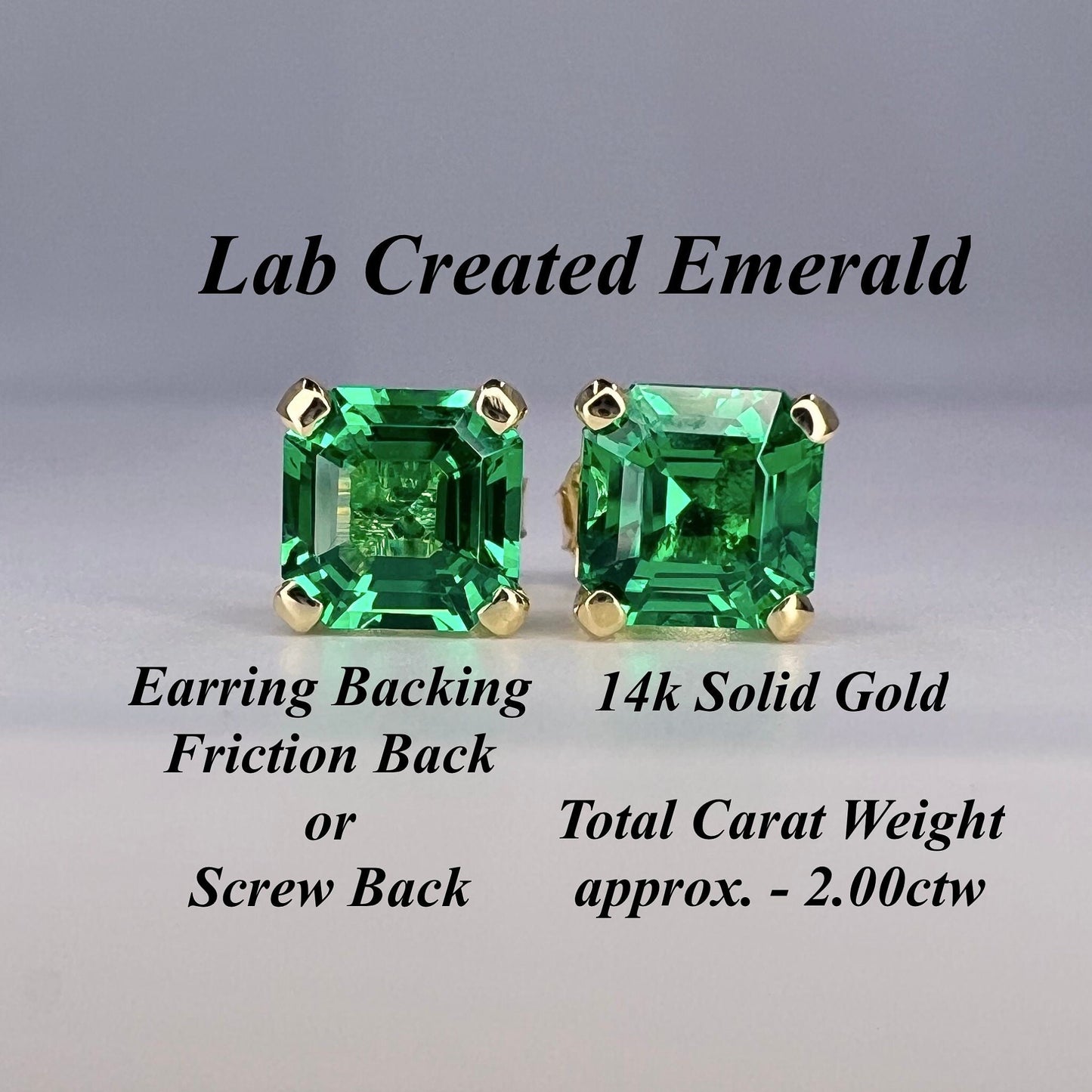 Asscher cut emerald earrings 14K solid gold , Everyday emerald earrings May birthstone earrings