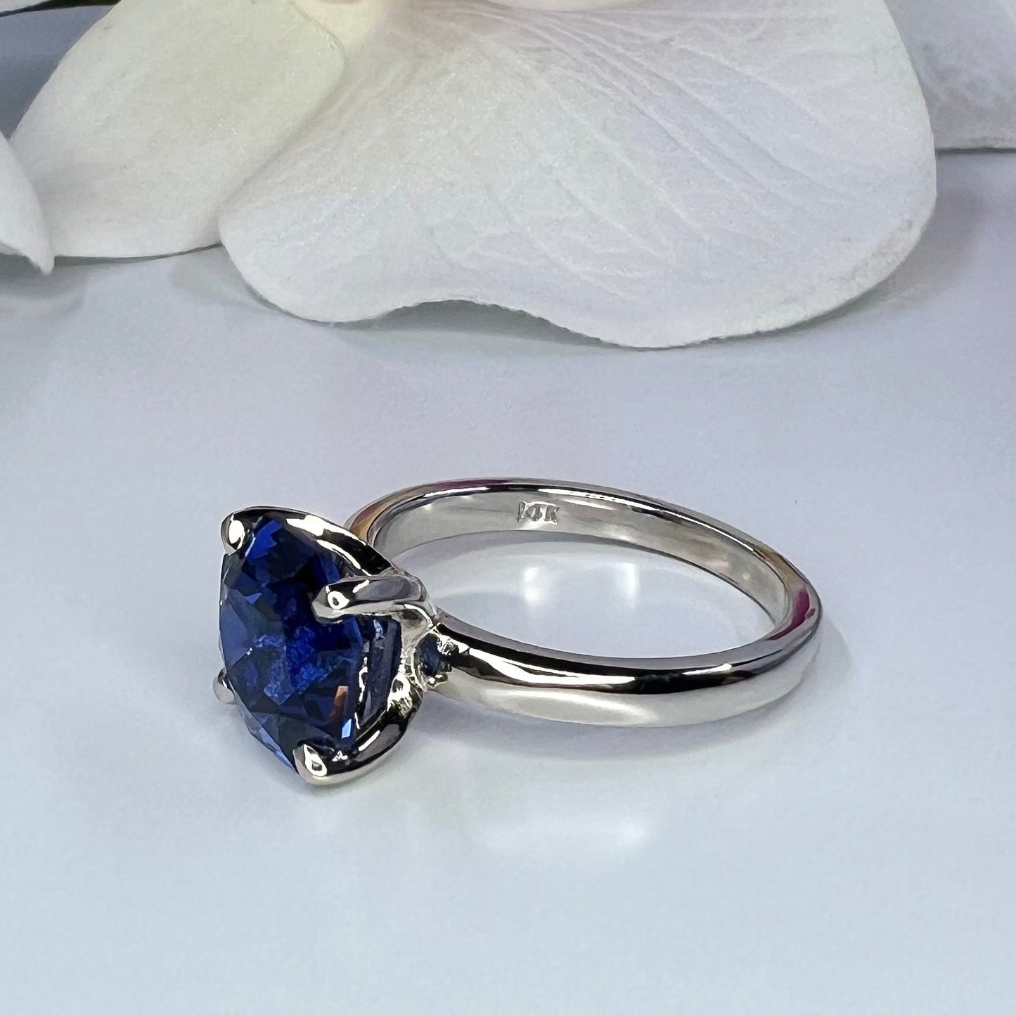 Blue sapphire solitaire engagement ring 14K solid gold, Simple solitaire wedding ring, September birthstone ring, something blue rings