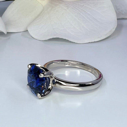 Blue sapphire solitaire engagement ring 14K solid gold, Simple solitaire wedding ring, September birthstone ring, something blue rings