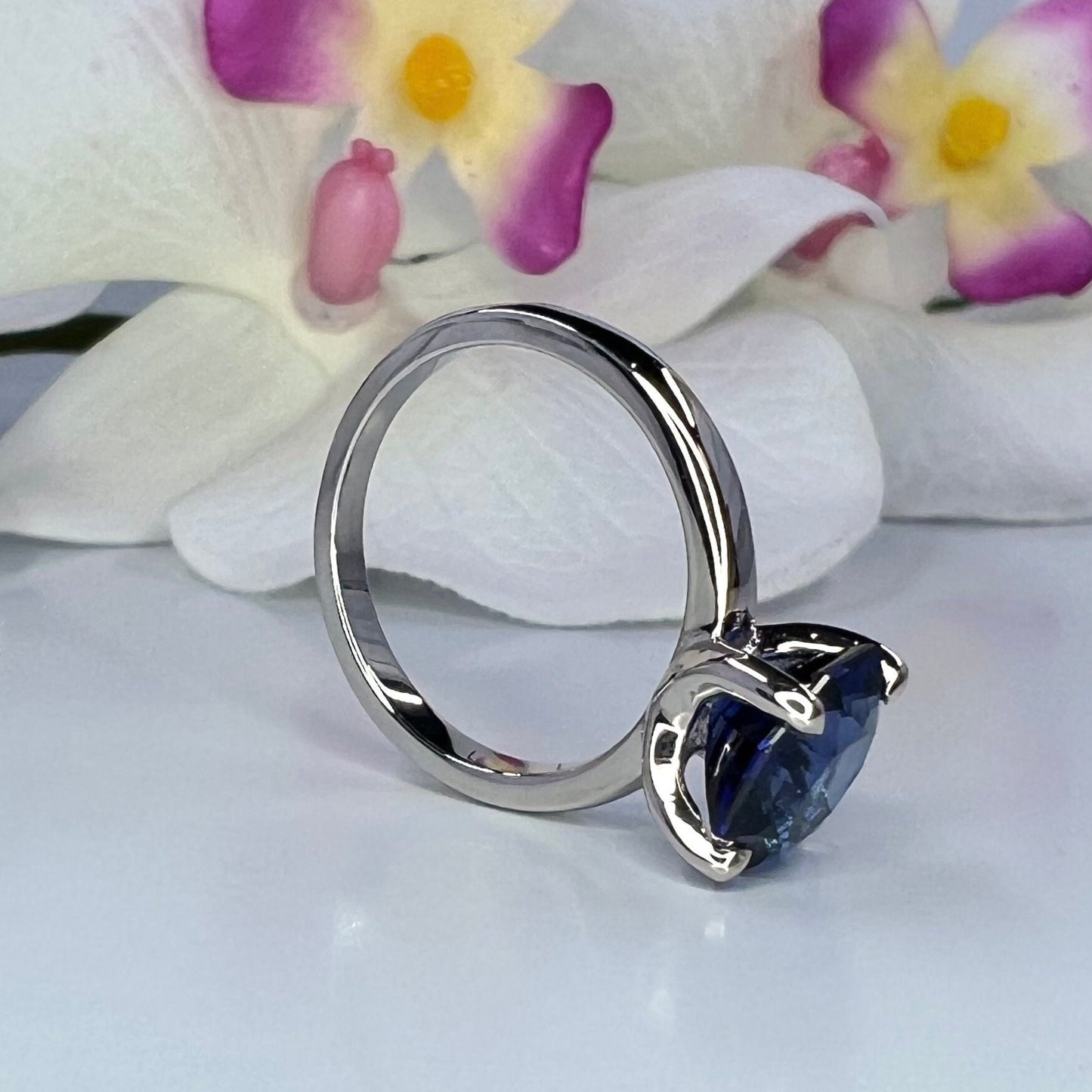 Blue sapphire solitaire engagement ring 14K solid gold, Simple solitaire wedding ring, September birthstone ring, something blue rings