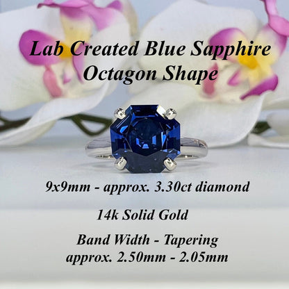Blue sapphire solitaire engagement ring 14K solid gold, Simple solitaire wedding ring, September birthstone ring, something blue rings