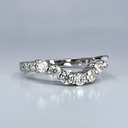 Diamond wedding band 14k solid gold, curved matching wedding band for women, unique Bridal Stacking promise gift delicate wedding band #8000