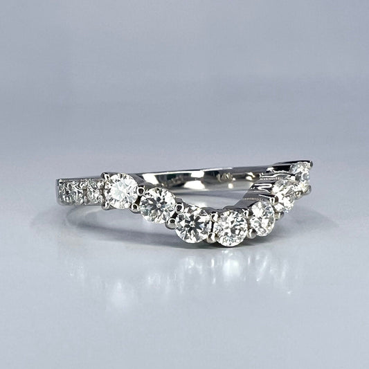 Diamond wedding band 14k solid gold, curved matching wedding band for women, unique Bridal Stacking promise gift delicate wedding band #8000