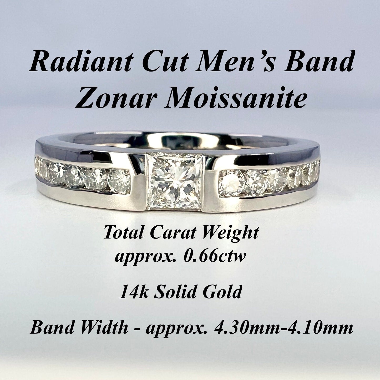 Men's Wedding Band, Men's Radiant Cut Moissanite Diamond Wedding Band  White Gold Matching Wedding Band Promise Ring Anniversary Ring  #7467