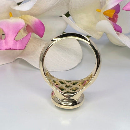 Oval Emerald Green Mens Engagement Ring Yellow Gold Dome Shape Emerald Men Ring Unique Unisex Emerald Wedding Promise Anniversary Ring  6304