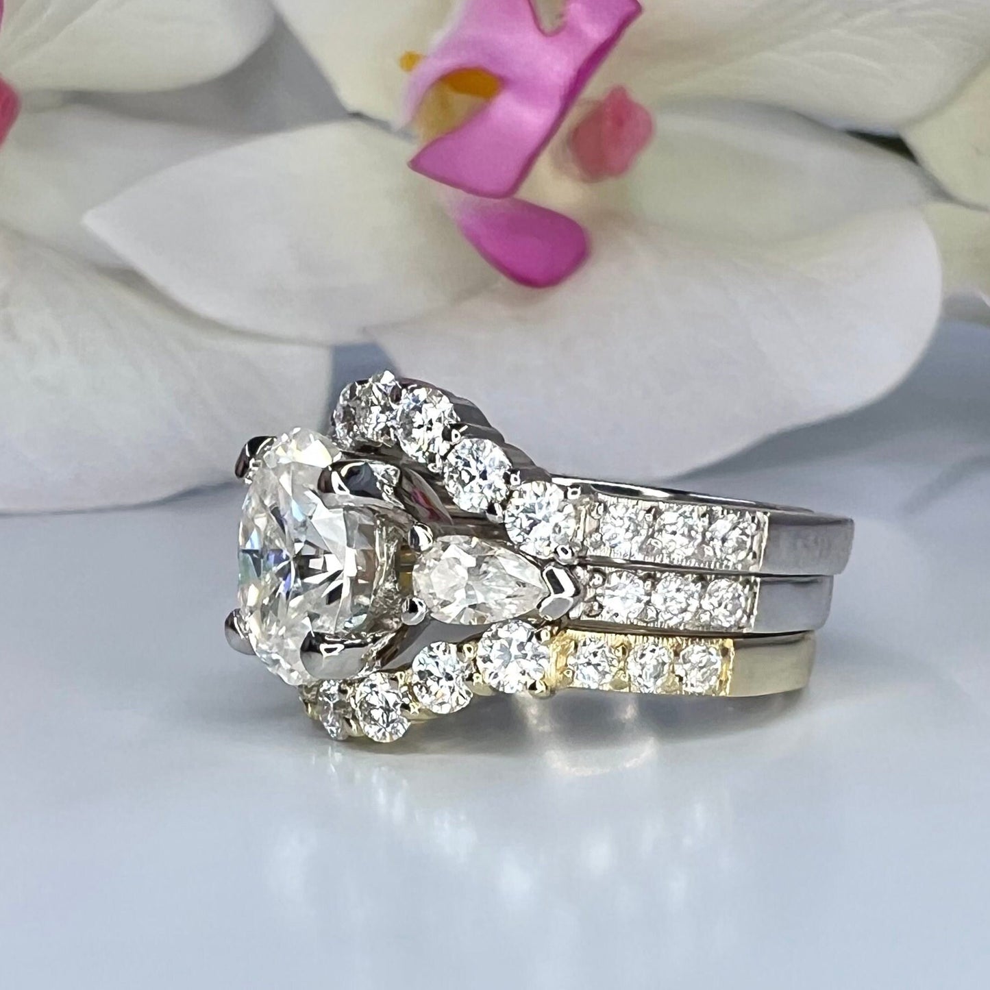 Diamond wedding band 14k solid gold, curved matching wedding band for women, unique Bridal Stacking promise gift delicate wedding band #8000