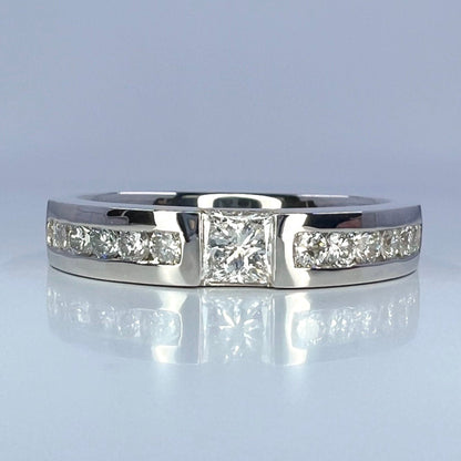 Men's Wedding Band, Men's Radiant Cut Moissanite Diamond Wedding Band  White Gold Matching Wedding Band Promise Ring Anniversary Ring  #7467