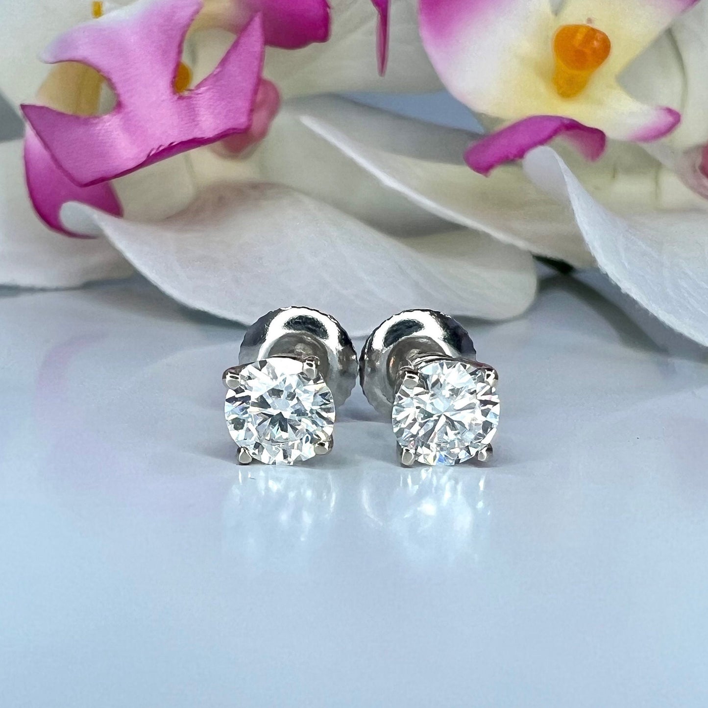 2.00ctw Lab grown diamond stud earrings 14k gold cvd diamond earrings, Lab created diamond studs, round diamond stud earrings unisex