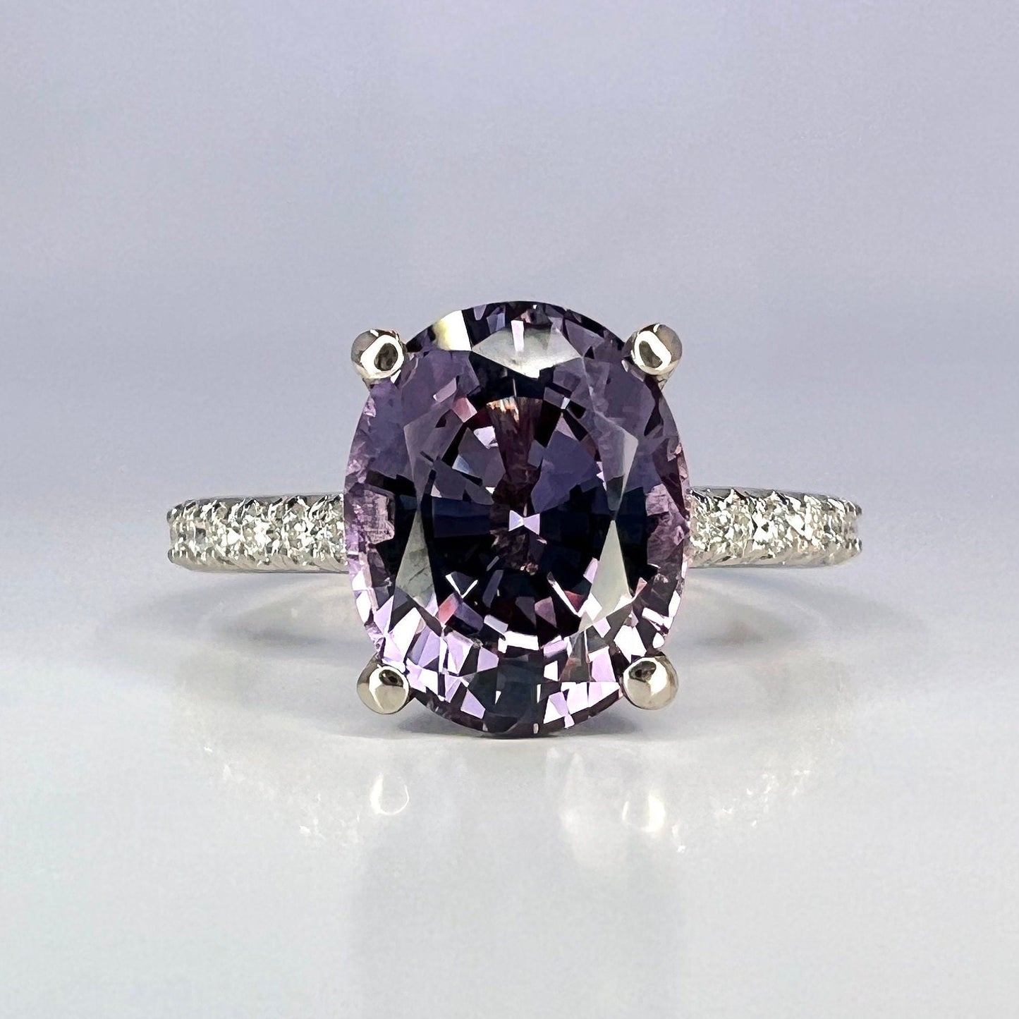 Oval Cut Engagement Ring / Alexandrite Wedding Ring / Alexandrite and Moissanite Ring / 14k White Gold / #6215