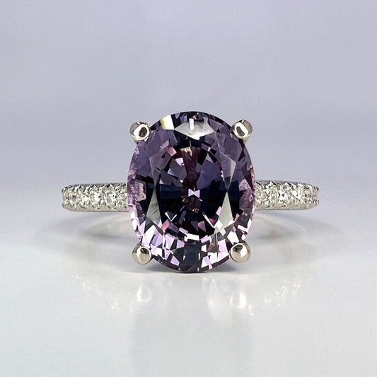Oval Cut Engagement Ring / Alexandrite Wedding Ring / Alexandrite and Moissanite Ring / 14k White Gold / #6215