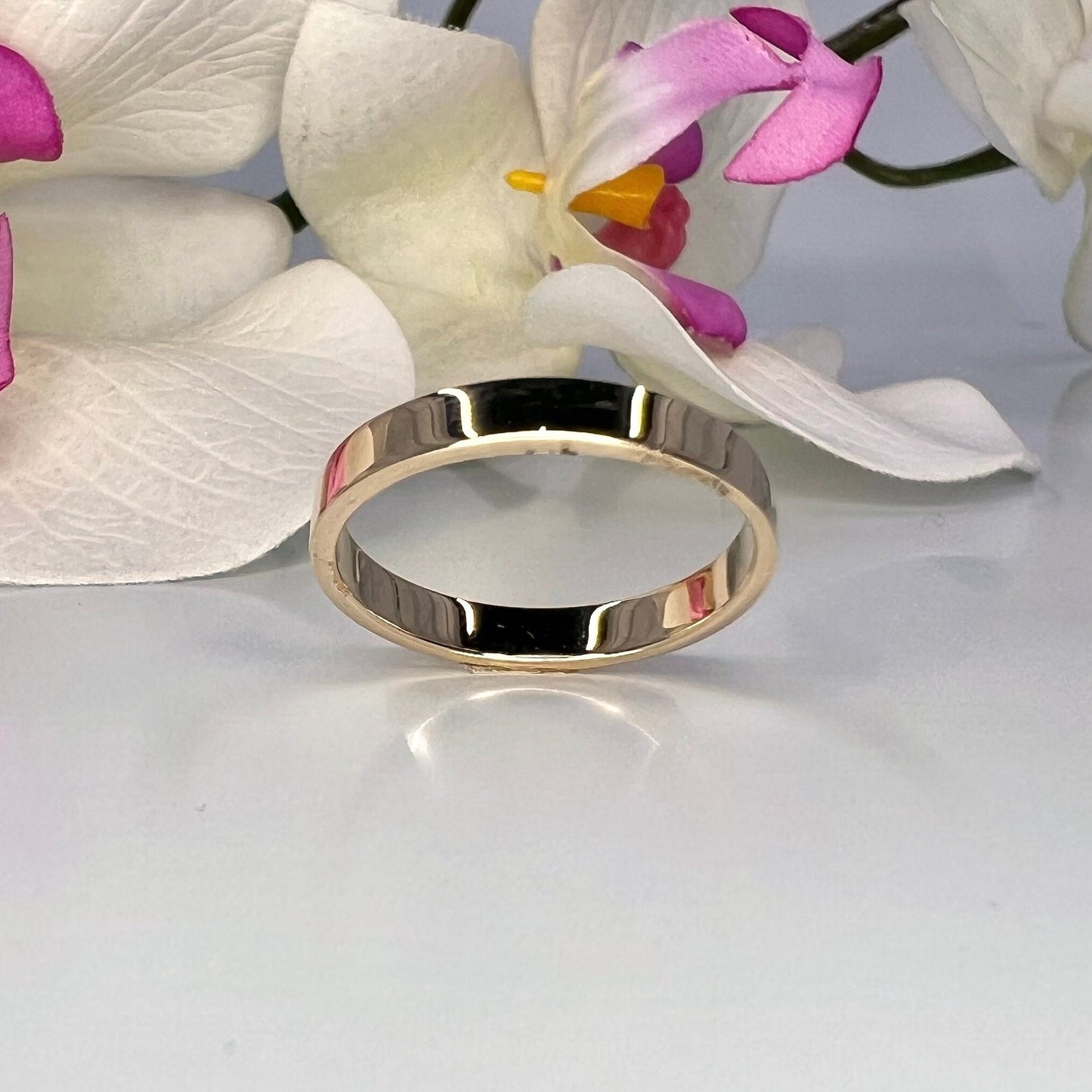 3mm Plain Gold Band 14k solid gold ring, thin gold band stacking gold band, thin gold wedding band 3mm gold ring gold stacking rings