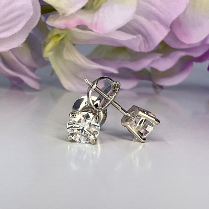 2.00ctw Lab grown diamond stud earrings 14k gold cvd diamond earrings, Lab created diamond studs, round diamond stud earrings unisex