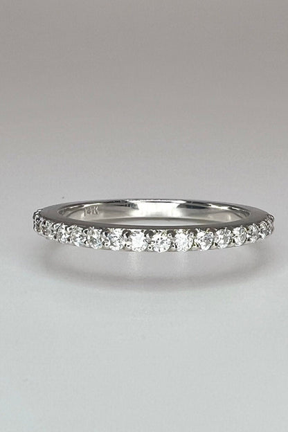 Moissanite wedding band 14k solid gold, matching diamond bridal wedding band, thin diamond wedding ring, dainty stacking diamond ring, #7265