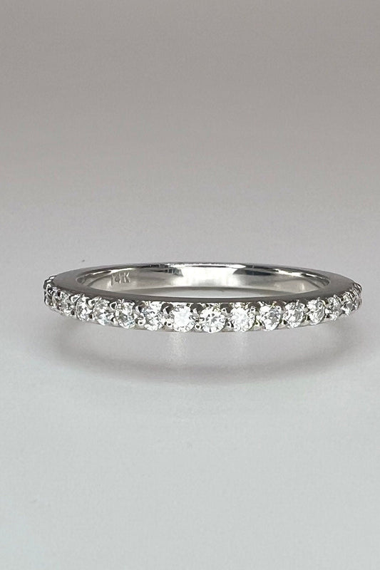 Moissanite wedding band 14k solid gold, matching diamond bridal wedding band, thin diamond wedding ring, dainty stacking diamond ring, #7265