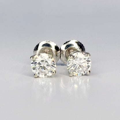 Four Prong Round Brilliant Lab Grown Diamond Stud Earrings In 14k White Gold (1 Ct. Tw. - F-G / VS2-SI1)