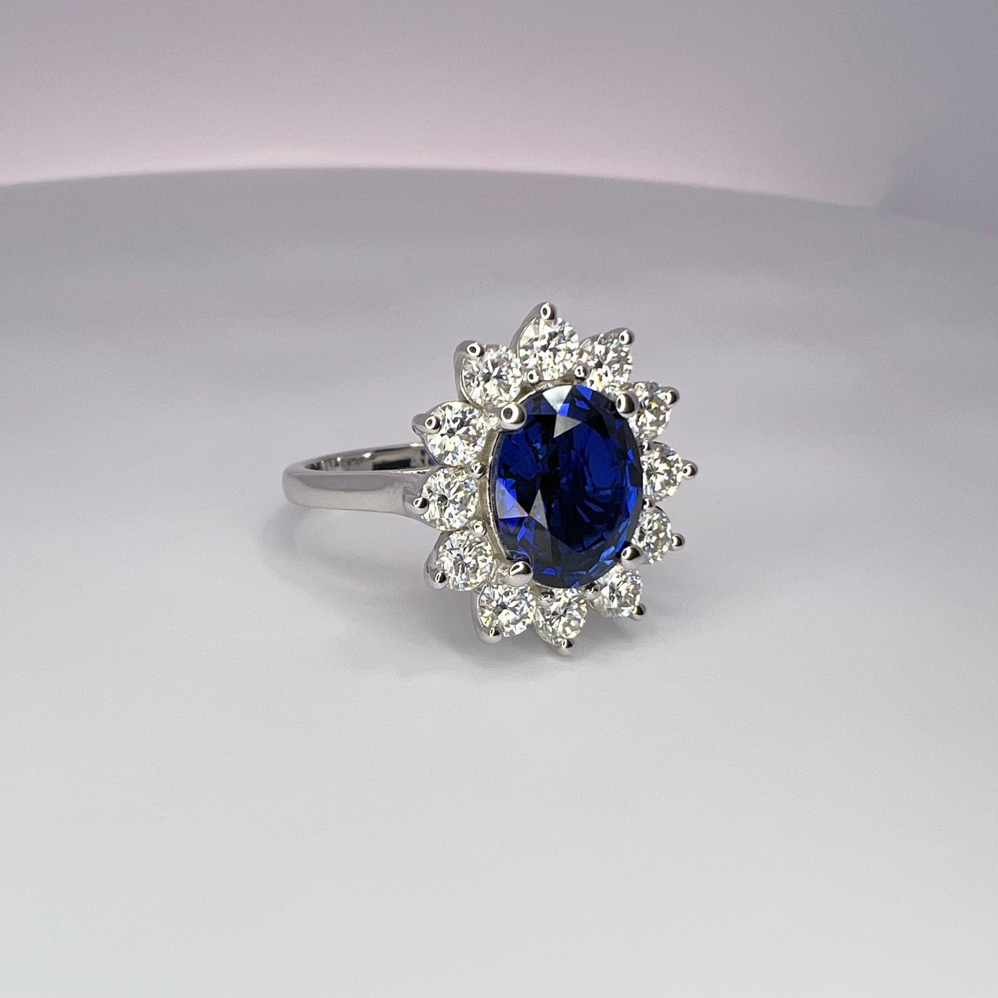 Oval cut blue sapphire engagement ring in 14k white/yellow gold, Unique Vintage oval cut blue sapphire Wedding Anniversary Promise Ring#6464