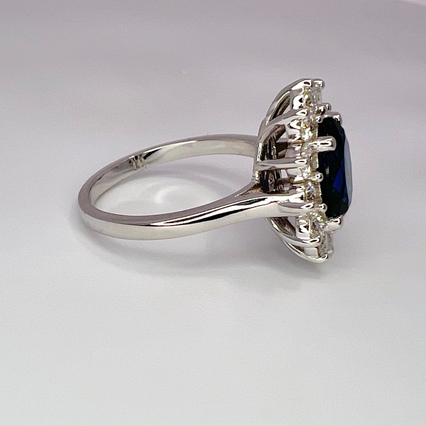 Oval cut blue sapphire engagement ring in 14k white/yellow gold, Unique Vintage oval cut blue sapphire Wedding Anniversary Promise Ring#6464