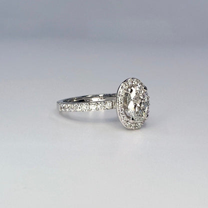 1.10 Carat Oval VS2/E Diamond Solitaire Engagement Ring, Lab Diamond Halo Engagement Ring, Lab Created Diamond Ring, 14k Yellow Gold