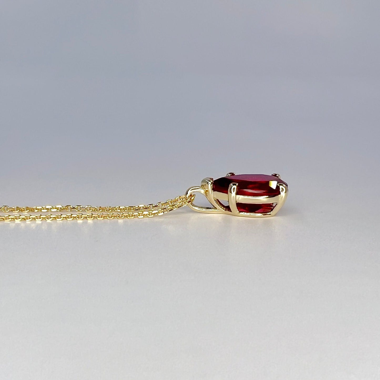 Ruby necklace pendant  14K Solid Gold, pear shaped ruby necklace,  teardrop ruby pendant, July birthstone jewelry,  everyday necklace, #8156