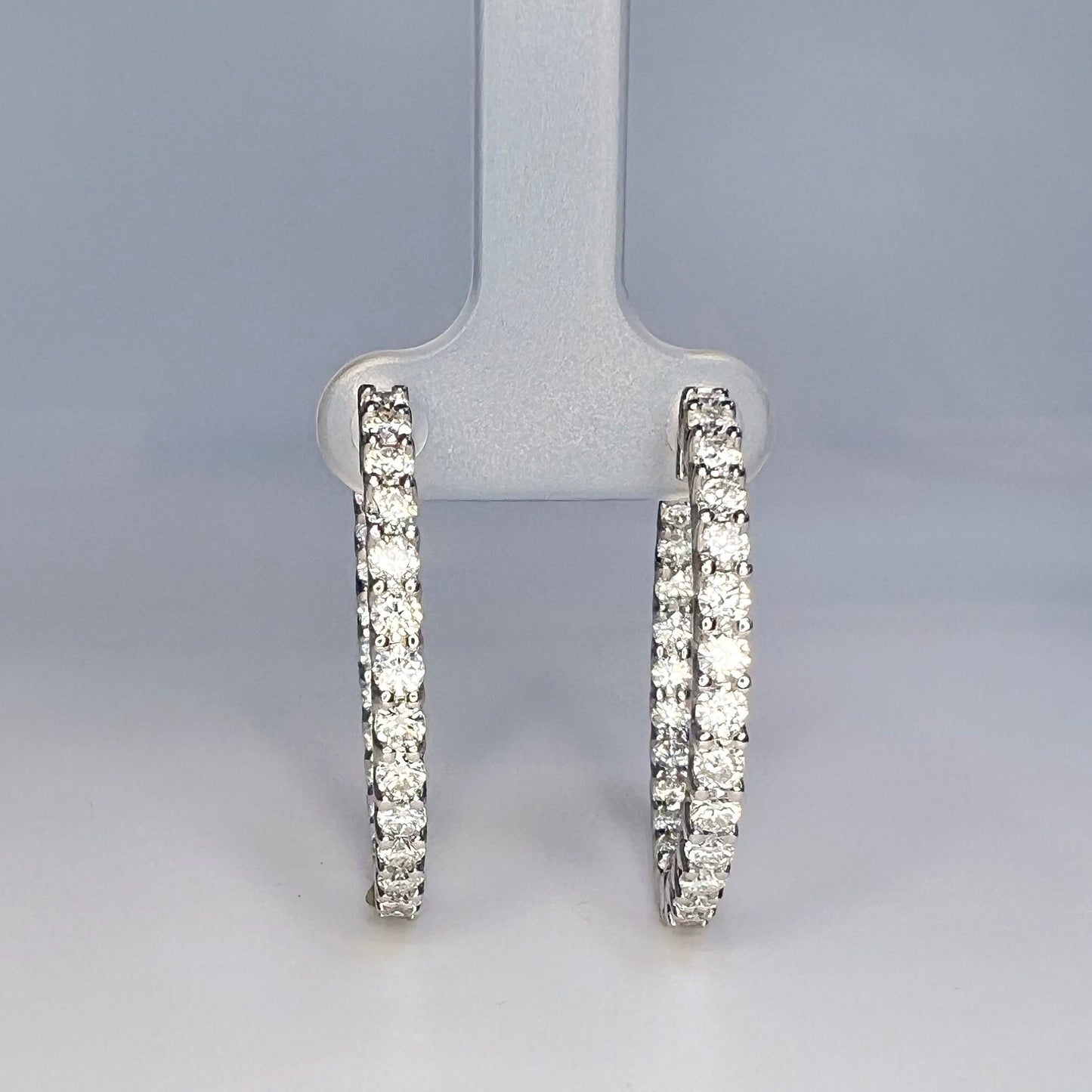 Lab Diamond hoop earring 14K solid gold, Inside out diamond hoop earrings, Everyday hoop earrings, huggie hoop earrings, endless hoops #8116