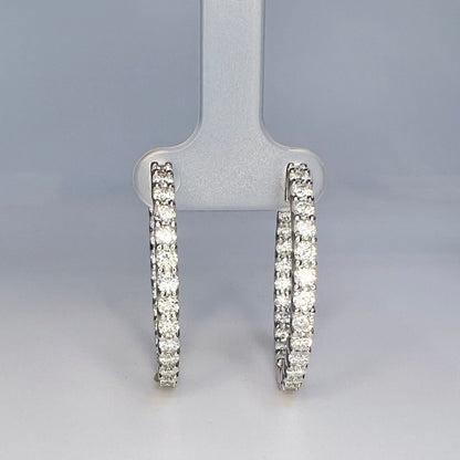 Lab Diamond hoop earring 14K solid gold, Inside out diamond hoop earrings, Everyday hoop earrings, huggie hoop earrings, endless hoops #8116