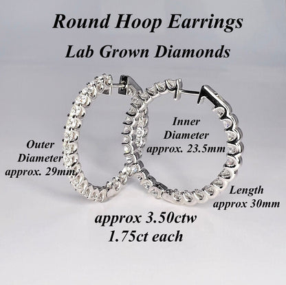 Lab Diamond hoop earring 14K solid gold, Inside out diamond hoop earrings, Everyday hoop earrings, huggie hoop earrings, endless hoops #8116