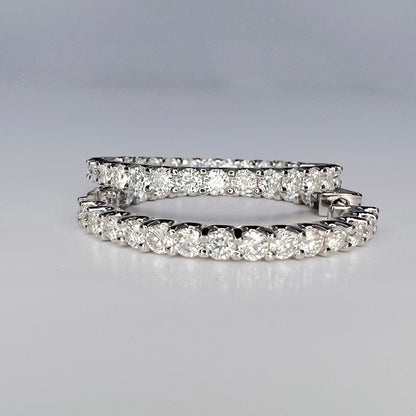 Moissanite hoop earring 14K solid gold, Inside out diamond hoop earrings, Everyday hoop earrings, huggie hoop earrings, endless hoops, #8115