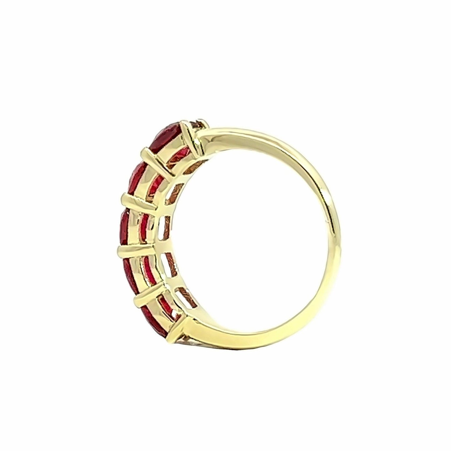 Cushion Cut Ruby Band / Five Stone Engagement Band / Ruby Wedding Band / Stacking Ladies Band / Bridal Gift / 14k Yellow Gold / #6104