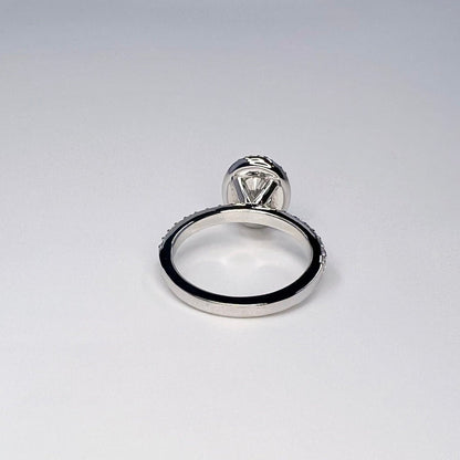 1.10 Carat Oval VS2/E Diamond Solitaire Engagement Ring, Lab Diamond Halo Engagement Ring, Lab Created Diamond Ring, 14k Yellow Gold