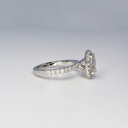 1.10 Carat Oval VS2/E Diamond Solitaire Engagement Ring, Lab Diamond Halo Engagement Ring, Lab Created Diamond Ring, 14k Yellow Gold