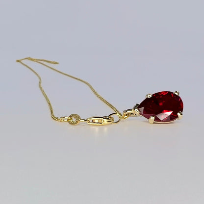 Ruby necklace pendant  14K Solid Gold, pear shaped ruby necklace,  teardrop ruby pendant, July birthstone jewelry,  everyday necklace, #8156