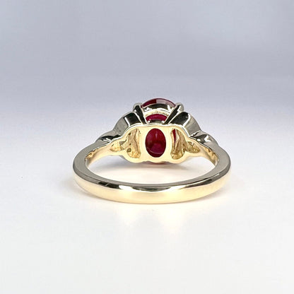 Oval Ruby Engagement Ring 14K White Gold Oval Cut Celtic Ruby Engagement Ring Triangle Ruby Moissanite Unique Promise Anniversary Ring #7308