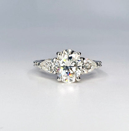 Oval Moissanite engagement ring vintage unique white gold engagement ring women Pear Cluster ring diamond wedding Bridal Promise ring #8188