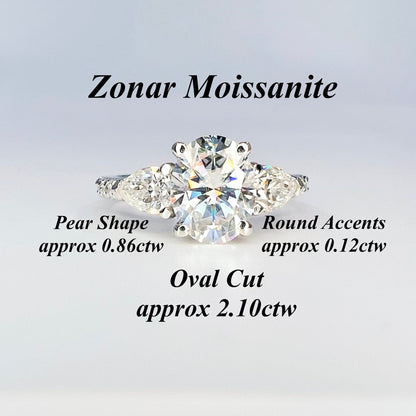 Oval Moissanite engagement ring vintage unique white gold engagement ring women Pear Cluster ring diamond wedding Bridal Promise ring #8188