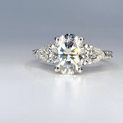 Oval Moissanite engagement ring vintage unique white gold engagement ring women Pear Cluster ring diamond wedding Bridal Promise ring #8188