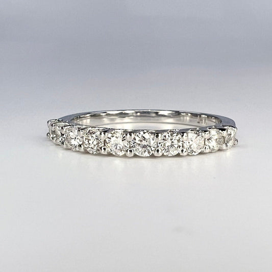 Diamond Wedding Band / Round Diamond Anniversary Band / 14K White Gold Ring / #6440