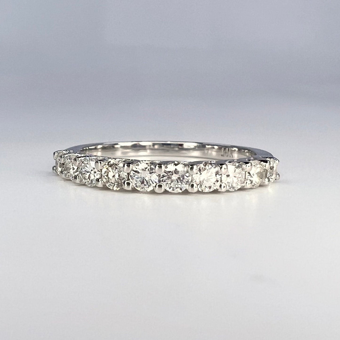 Diamond Wedding Band / Round Diamond Anniversary Band / 14K White Gold Ring / #6440