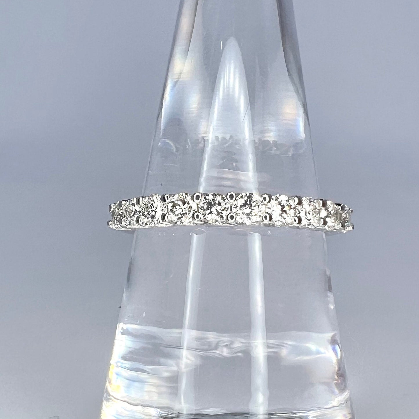 Diamond Wedding Band / Round Diamond Anniversary Band / 14K White Gold Ring / #6440