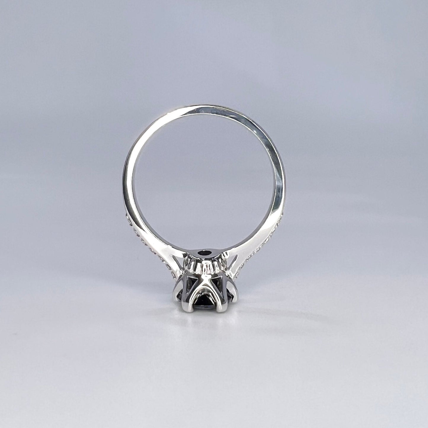 Blue Sapphire Engagement Ring, Oval Sapphire with Natural Diamonds, Moissanite Ring, Blue Sapphire and Moissanite Ring, 14K White Gold #6809