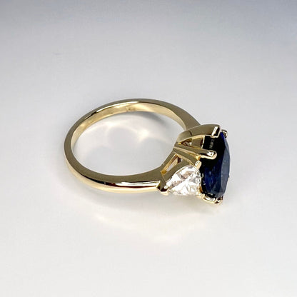 Marquise Sapphire Engagement Ring, Sapphire and Moissanite Ring, Marquise And Trillion Wedding Ring, 14K White Gold #6792 #6793