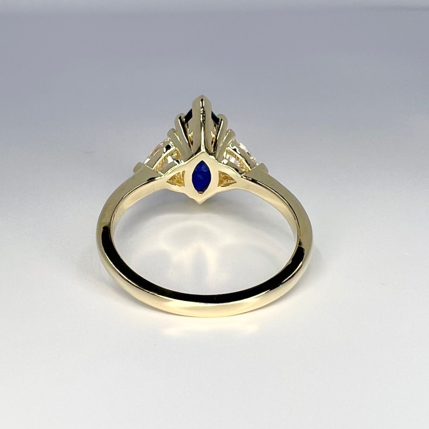 Marquise Sapphire Engagement Ring, Sapphire and Moissanite Ring, Marquise And Trillion Wedding Ring, 14K White Gold #6792 #6793